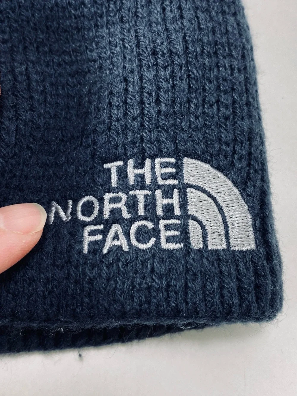 The North Face Jim Beanie Dark Blue Ribbed Fleece Lined Hat Beanie